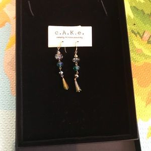 Green & Gold dangle earrings